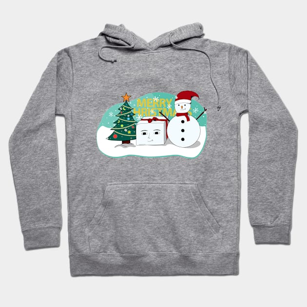 merry christmas snowman box and tree Hoodie by perfunctory